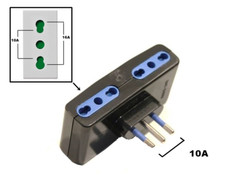 ADATTATORE MULTIPRESA SPINA 10A (PASSO PICCOLO) 4 PRESE BIPASSO UNIV.  10/16A N.