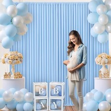 10x10 Baby Blue Backdrop Curtain for Baby Shower Parties Wrinkle Free Light B...