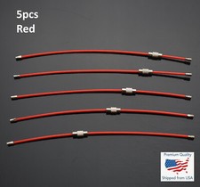 5x Red - Steel Vinyl Coated Braided 2mm Wire Cable Keychain Key Ring Loop 6"