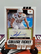 2021 Panini Contenders Draft Picks Football Samuel Cosmi Rookie Autograph Card