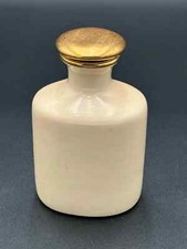 Handmade Antique Porcelain Cream & Gold Vanity Decanter Signed "Barb"