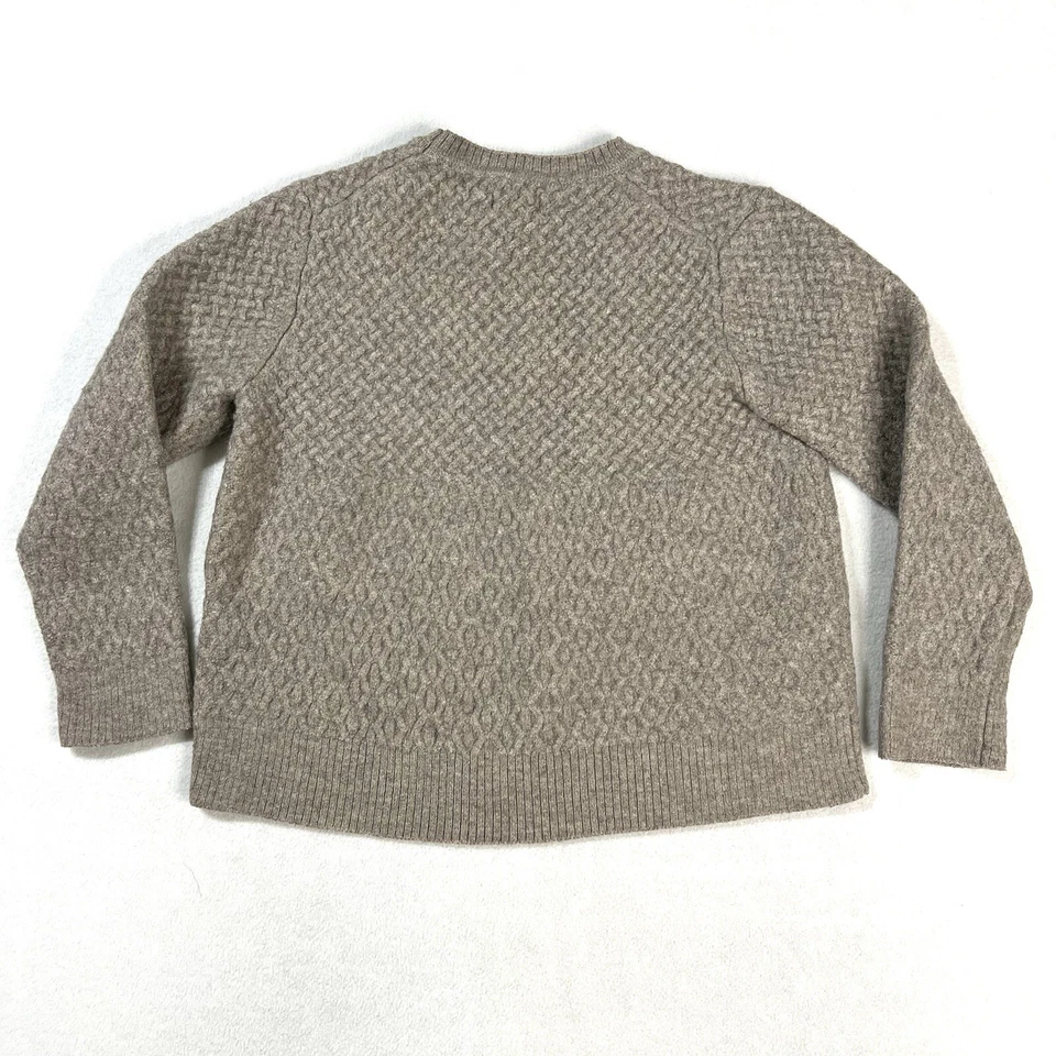 Suéter tejido con cable Huckberry Wills niños XL avena tostada 100 % lana pescador Foto 3 de 4