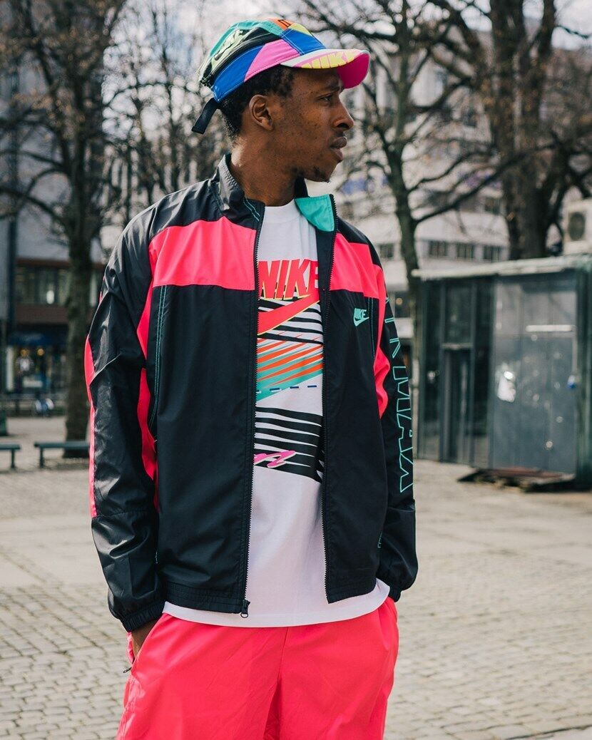 New Nike x Atmos Vintage Patchwork Track Jacket Black Pink New Nike x Atmos Vintage Patchwork Track Jacket Black Pink
