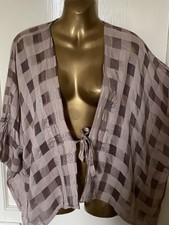 Grizas Taupe Silk Boxy Unstructured Floaty Tie Front Jacket Size L Fit 16-20