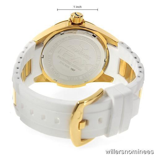 AQUASWISS TRAX STUNNING UNISEX GOLD PLATED STAINLESS STEEL DATE WATCH BNWT#1911 - Picture 3 of 4