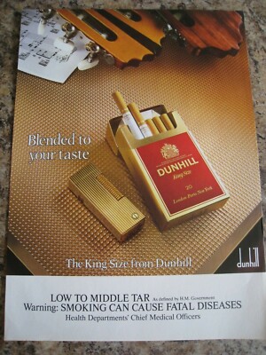dunlop cigarettes DUNHILL KING SIZE CIGARETTES BLENDED TO YOUR TASTE ADVERT APPROX A4 SIZE  FILE U