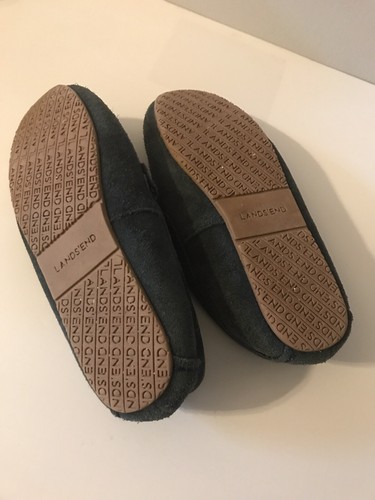 Lands' End Men's Suede Moccasin Slippers - Arctic Gray Size 6M - Picture 2 of 3