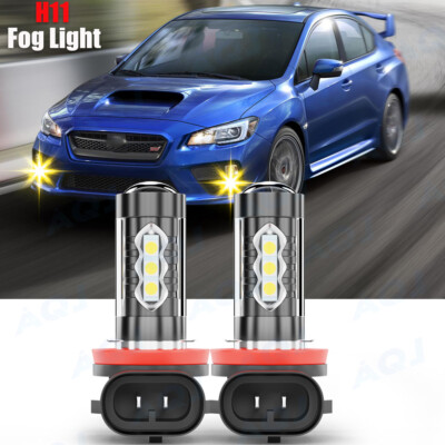 Gold Yellow H11 Fog Lights Bulbs w/Strobe Lighting For 2015-2017 Subaru WRX/STI