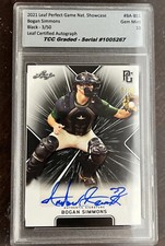 2021 Leaf Perfect Game Bogan Simmons Black Auto TCC Graded Gem Mint 10