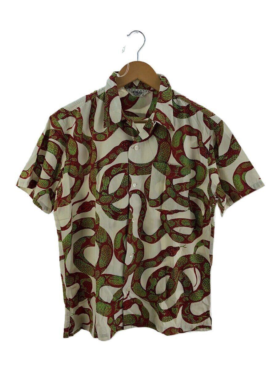 CALEE Hawaiian Shirt Open Collar Snake Pattern M Cotton Multi 