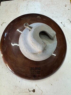 VINTAGE RARE LARGE BROWN PORCELAIN LOCKE INSULATOR w/ METAL ROD...1840