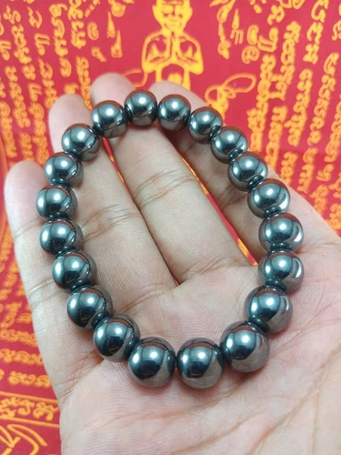 SUPER RARE LEKLAI BLACK BEAD BRACELET LP SOMPORN PROTECT WEALTH LUCK THAI AMULET