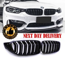 For BMW F32 F33 F36 4 Series Gloss Black Kidney Grill Grille Twin Bar M4 Style