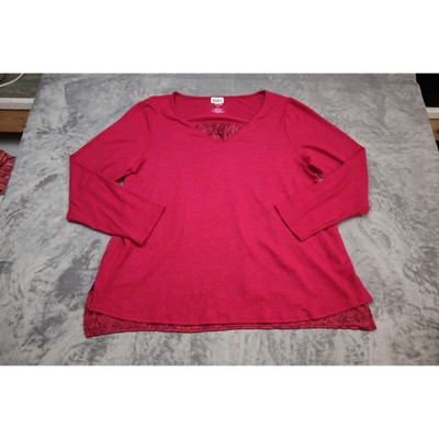 Evri Shirt Women 0X Casual Lightweight Pink Long Sleeve Loose Fit Plus Size