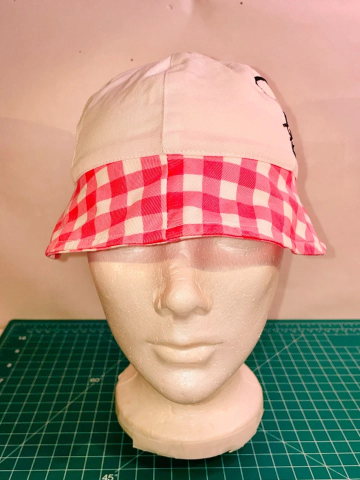 Hello Kitty Sanrio Bucket Hat Toddler Size Sun Pink Red Apples Cat Graphic Print - Image 2 of 4