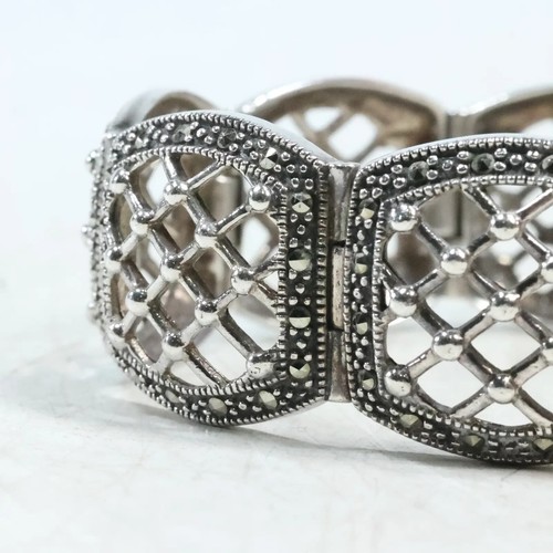 .925 Sterling Silber und Markasiten 8-Panel Korbgeflecht Design - Bild 2 von 10