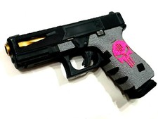 HANDLEITGRIPS Gray Textured Rubber Grip Tape Pink SKULL KIT for Glock 19 Gen 3