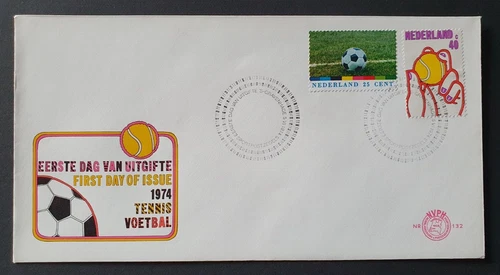 1974 NETHERLANDS NEDERLAND SPORTS FOOTBALL SOCCER TENNIS NR 132 FDC