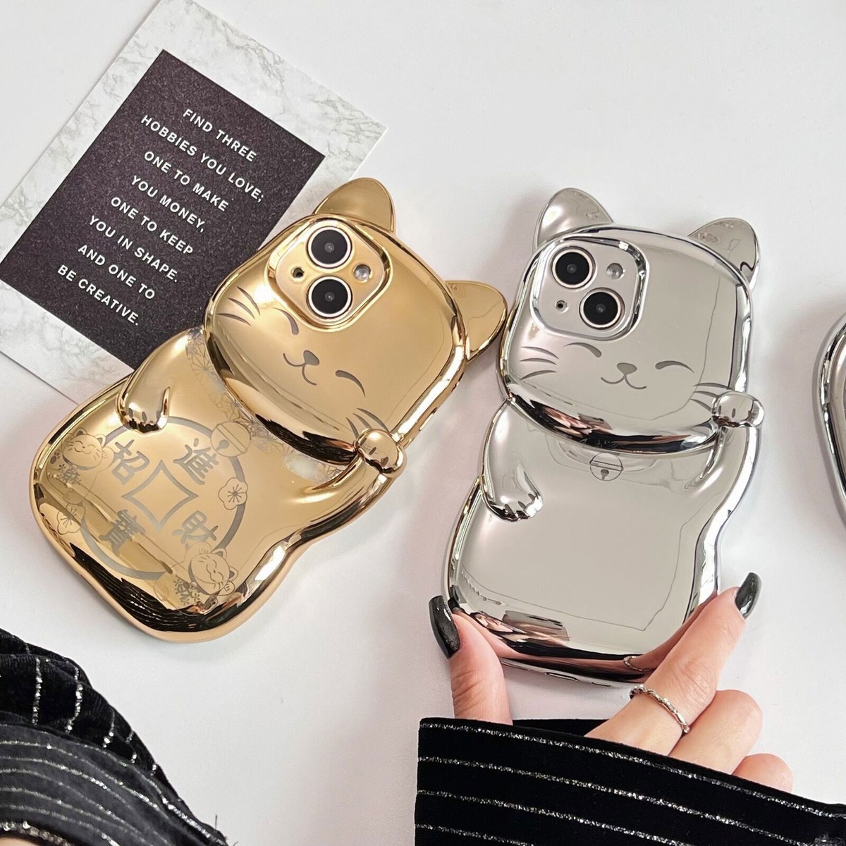 3D Cute Lucky Cat Plating Cartoon Phone Case for Apple iPhone 15 14 13 Pro  Max | eBay