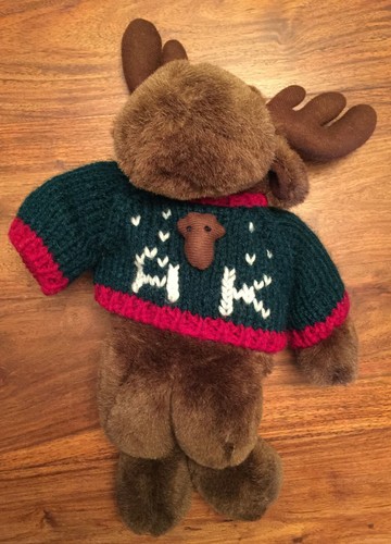 Vintage MOOSE Plush Toy Alaska 35cm tall Hand Knit Jumper Sweater - Picture 2 of 4