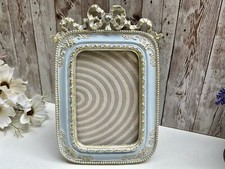 Blue Distressed Photo Frame Classic Shabby Chic Picture Holder Bow Design 6x4"