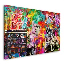 Quadro moderno stampa su tela pop street art kids Love is the Answer canvas