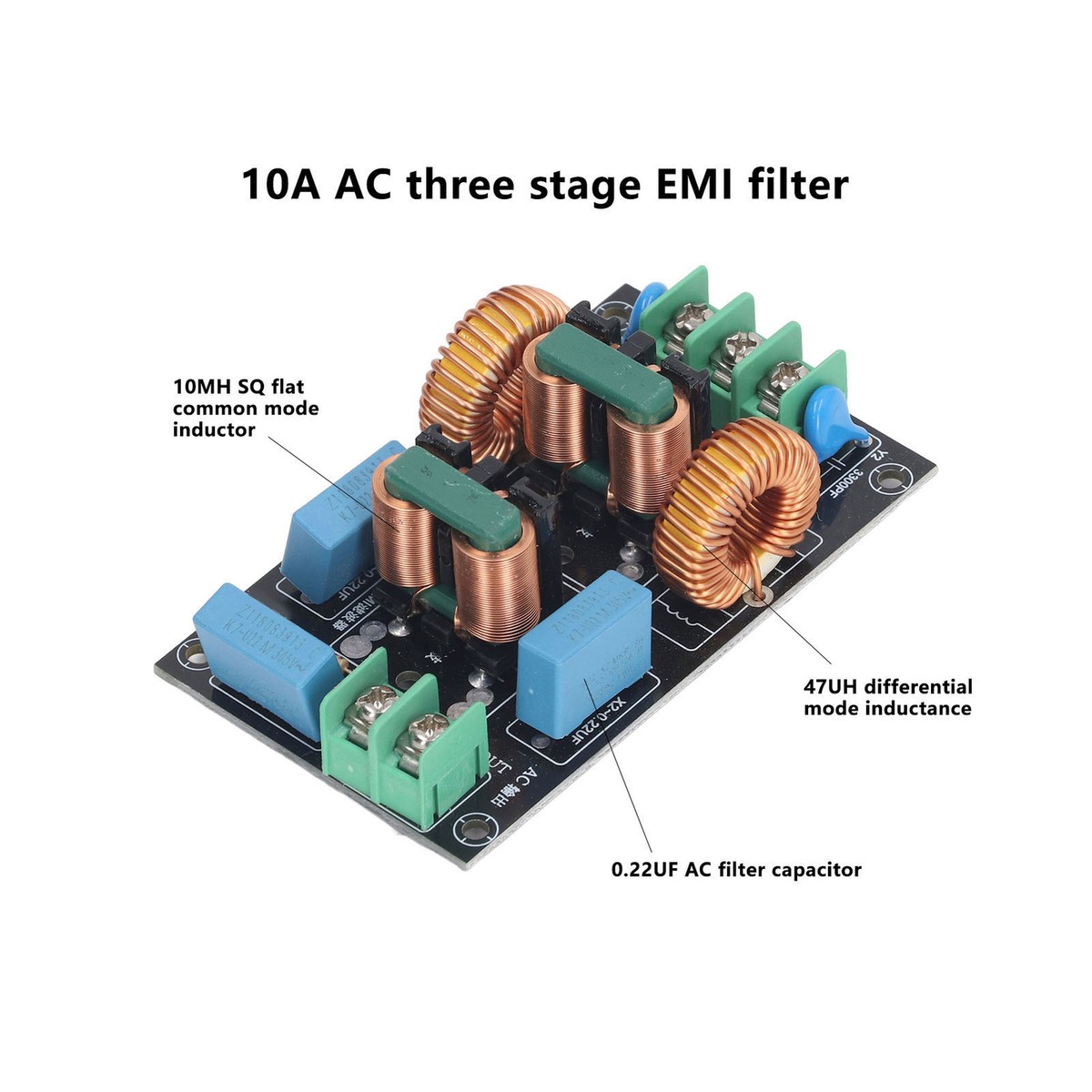 10A 3 Stage EMI Power Filter Single Phase FCC Module Power Supply