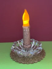 Clear Round Starburst Cut Glass Pillar Candle Holder (Candle not Included)