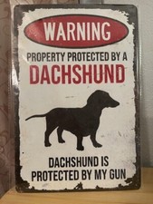 Dachshund Security/Protection Themed 12"x8" Tin Decor Sign NEW