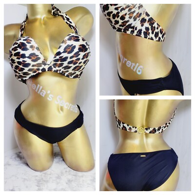VICTORIAS SECRET 34D ADD 2 SIZES BOMBSHELL,PUSHUP,  HALTER BIKINI SET D88