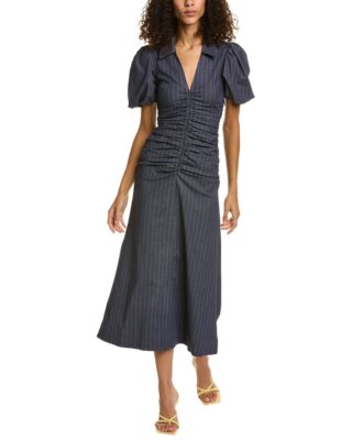 Ganni Pinstripe Maxi Dress Women's Blue 36
