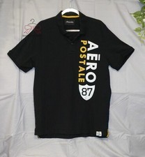 Men's Aeropostal Pullover Jersey Style Short Sleeve Logo Shirt Black Size L
