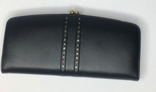 Vintage Baronet Genuine Black Gold Leather Wallet/Clutch with Coin Purse