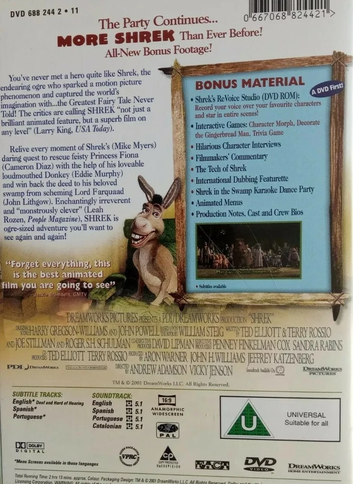 SHREK: COMPLETE MOVIE COLLECTION 1, 2, 3, 4 [QUADRILOGY DVD  BOX SET]  - Image 3 of 4