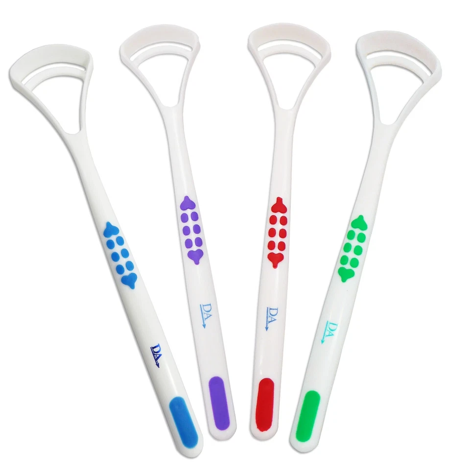 DENTAL AESTHETICS Tongue Scraper ~ Oral Dental Care , Plastic Tongue Cleaner Brush ~ Set of 4