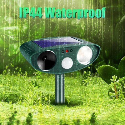 2-Pack Solar Ultrasonic Animal Repeller | Cat, Raccoon, Squirrel Deterrent | Wid