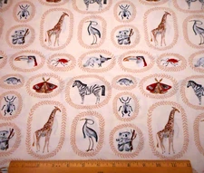 Australian Animal Fabric By Yard Zebra Koala Bear Giraffe Ivory Premium Cotton