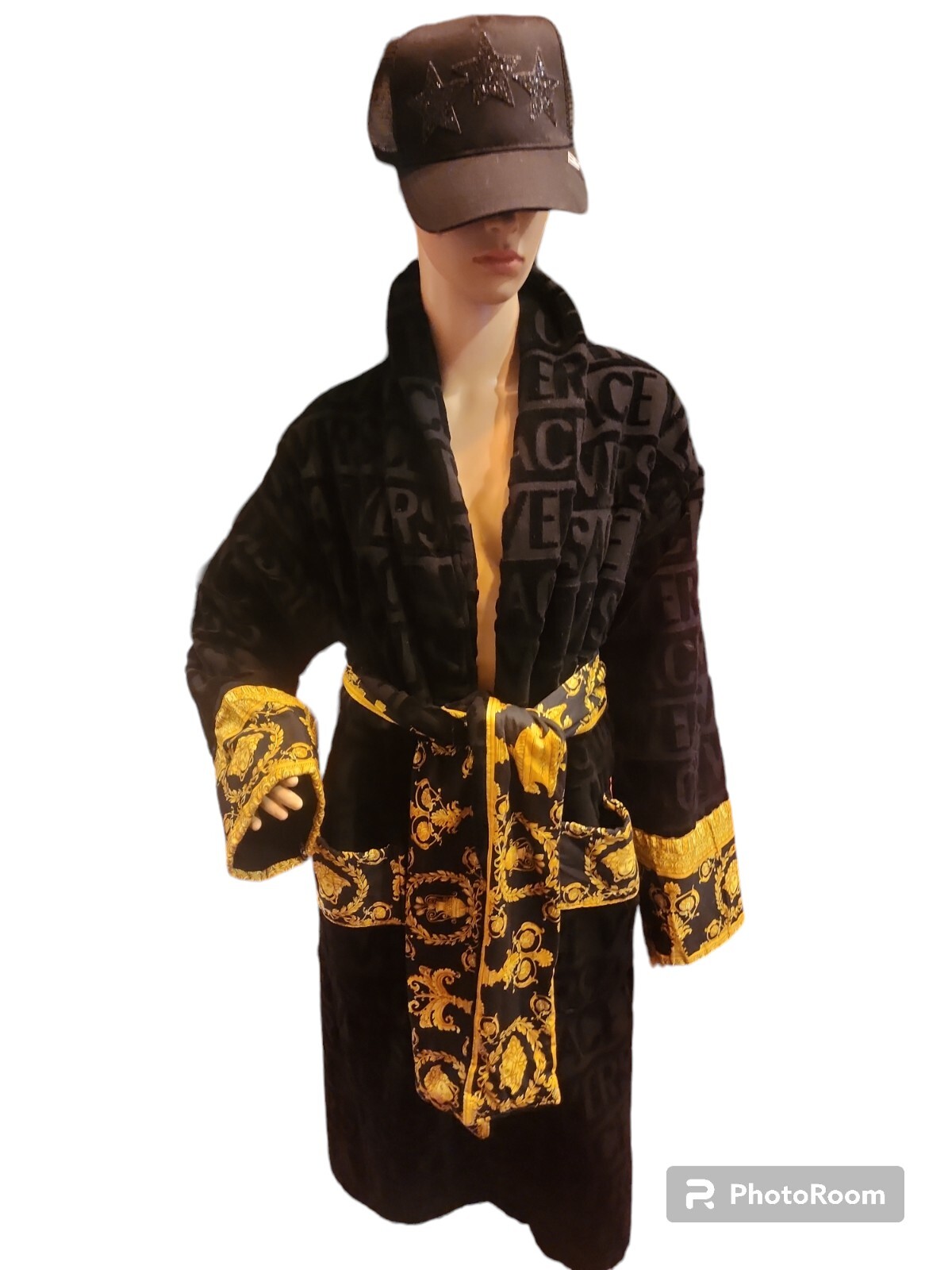 VERSACE I ♡ Baroque BathRobe Black Gold Medusa Logo U… Gem