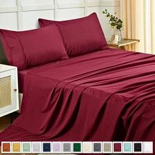 4 Piece Bed Sheet Set 1800 Series Microfiber Comfort Deep Pocket Hotel Bed Sheet