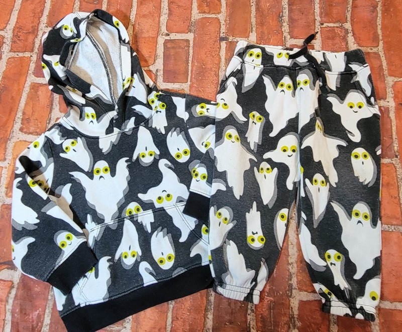 Old Navy Kids Ghost Halloween Hoodie & Sweatpants Set  12 18 Months Guc Washwear