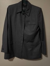 Liz Claiborne Grey 100 Wool Blazer Jacket Women s 8, Pockets,Hidden Buttons