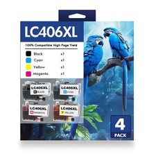 4Pack Compatible LC406 LC-406XL Extra Capacity Ink Cartridge for Brother Printer