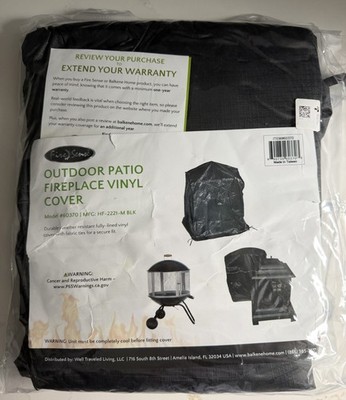 Fire Sense Outdoor Patio Fireplace Cover Vinyl Black Model 60370 NEW