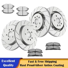 Front Rear Slotted Rotors Disc Brake Pads Fit Ford Explorer Flex Lincoln MKS MKT
