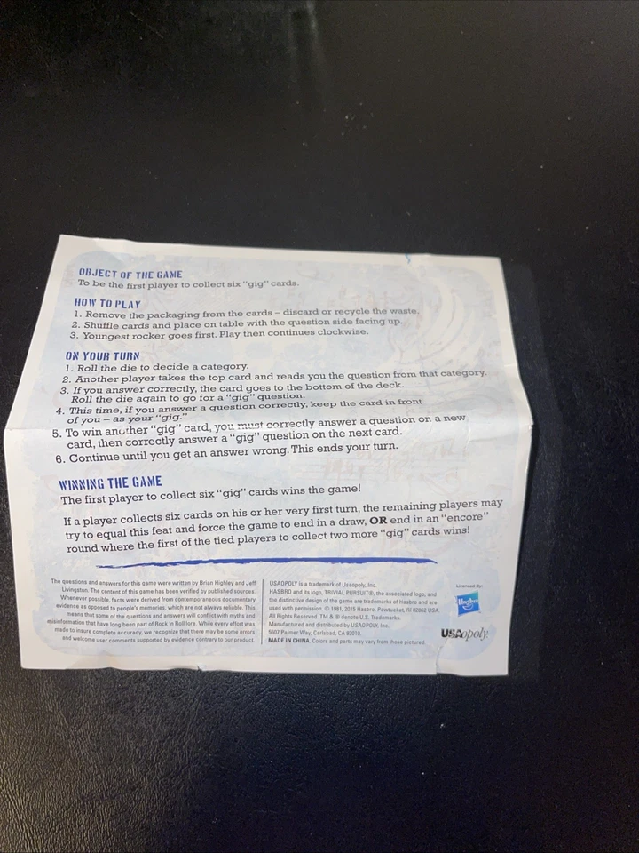 Trivial Pursuit Classic Rock Edition 2015 USAopoly Hasbro CIB Vgc - Image 3 of 4