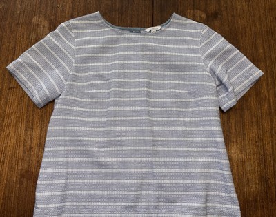 l.l. bean Blue nautical stripe top M Dress shirt Sweater Party Dinner