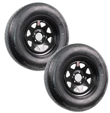 eCustomrim 2-Pk Radial Trailer Tires Rims ST205/75R15 LRC 5-4.5 Black Spoke