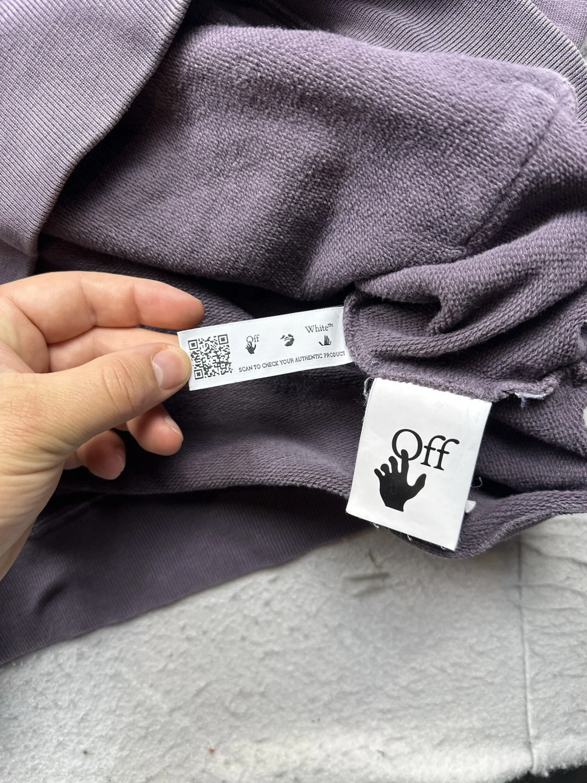 OFF WHITE Autentica felpa con cappuccio uomo bianco sporco logo lavanderia effetto invecchiato taglia XL 2013