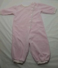 Vintage Carters Baby Girl Pink Velour Sleeper 6 Months 14-17 Lbs Snaps 80's