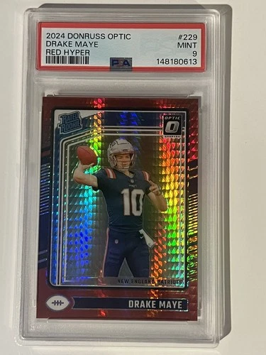 2024 Panini Donruss Optic - Rated Rookie Drake Maye #229 Red Hyper Prizm PSA9